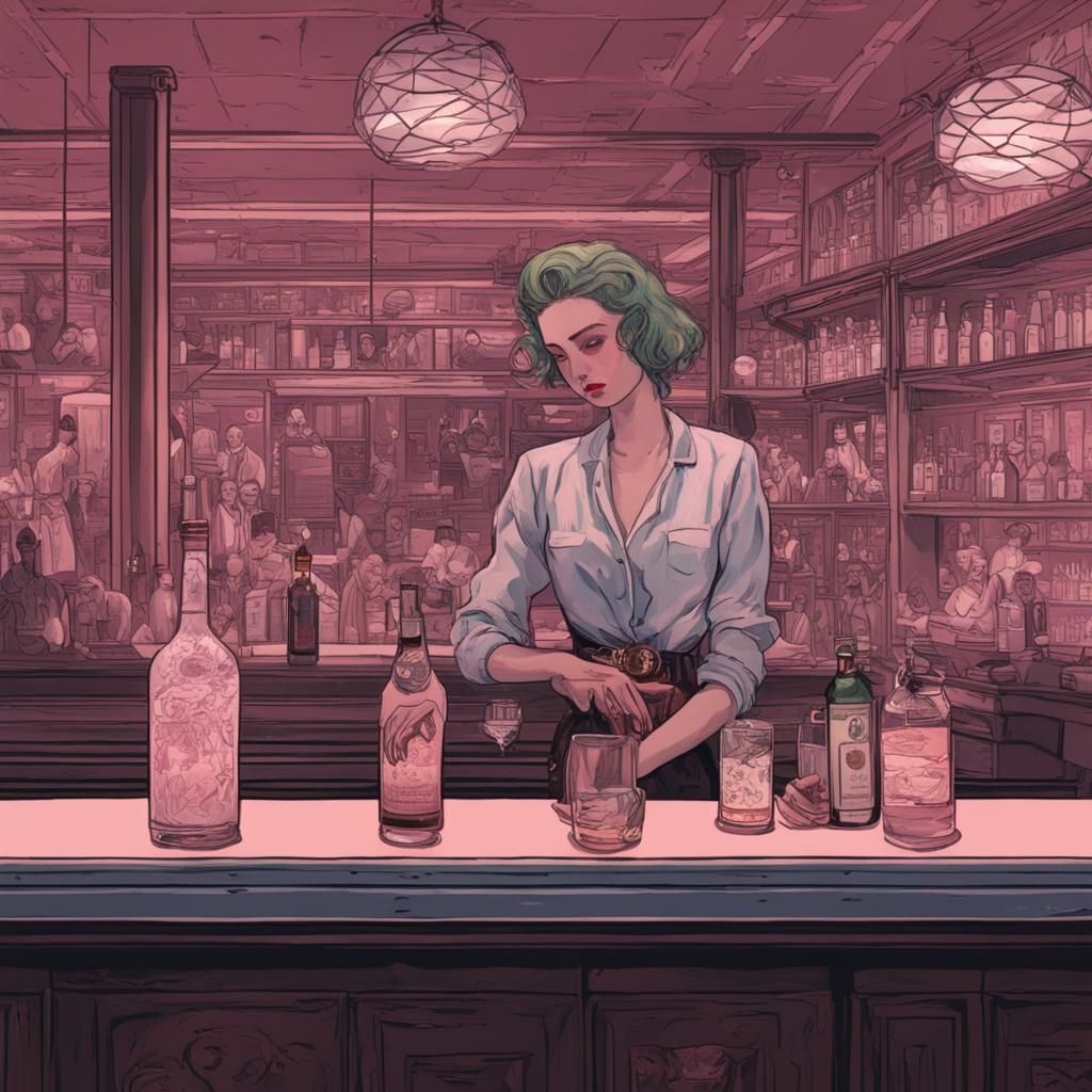 light pink, cyberpunk, sensual, sad, lonely, forlorn, female...