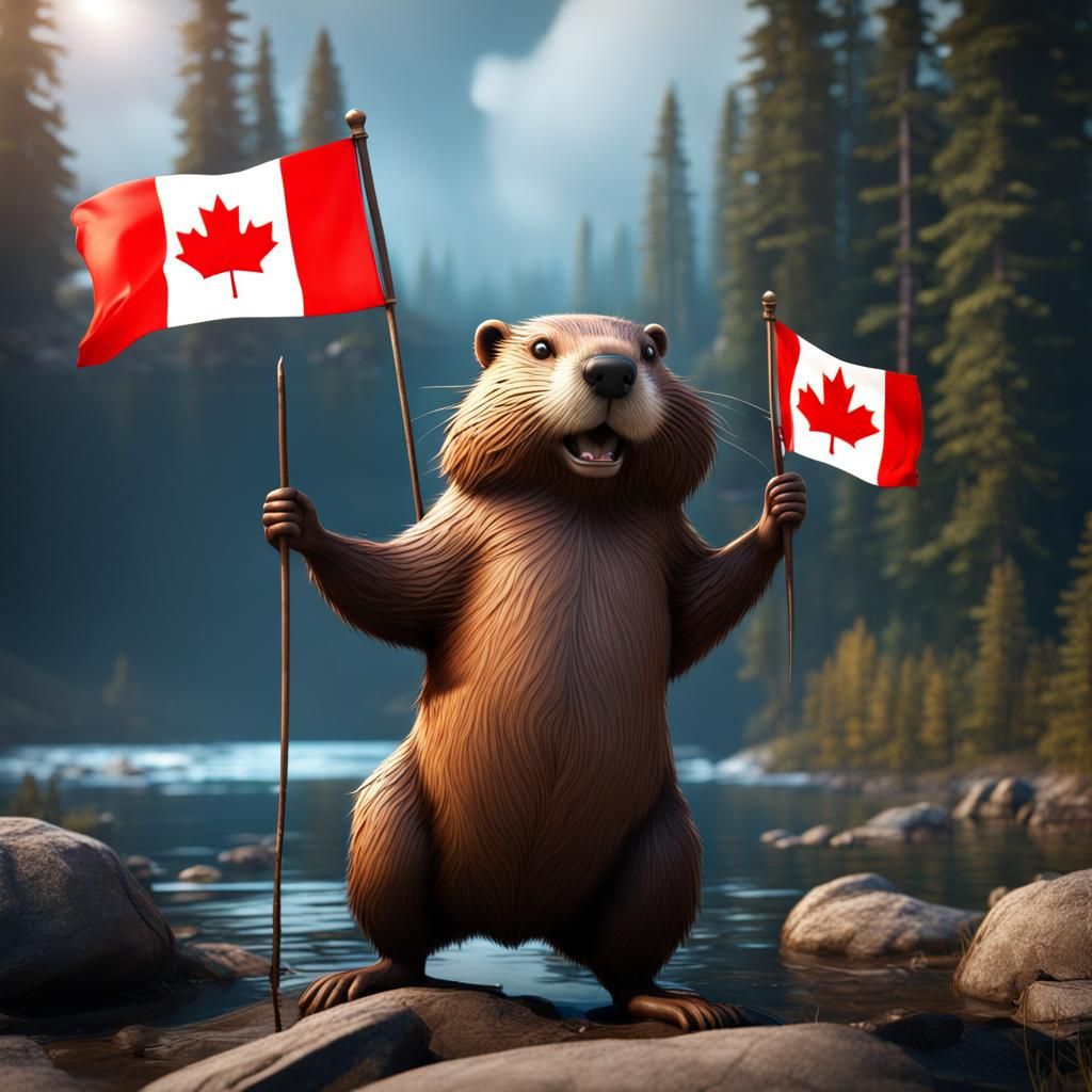 Canada's Beaver And Flag - Ai Generated Artwork - Nightcafe Creator