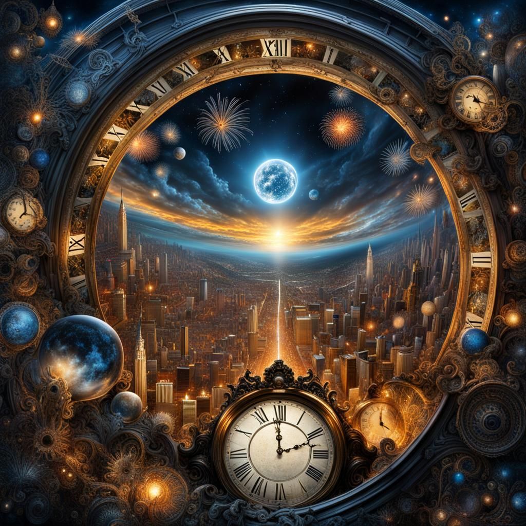 Countdown to midnight and the New Year in the City of Time