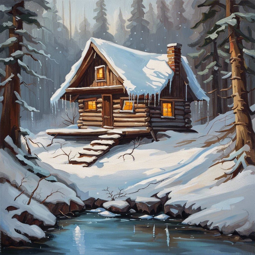 Cozy winter hut