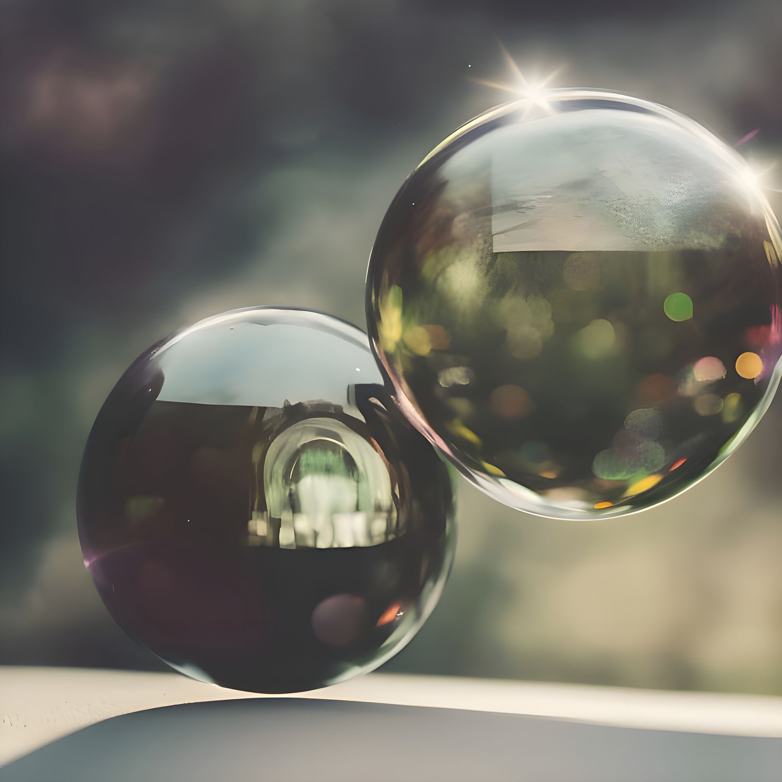 Reflective Crystal Spheres in Dreamy Surreal Light