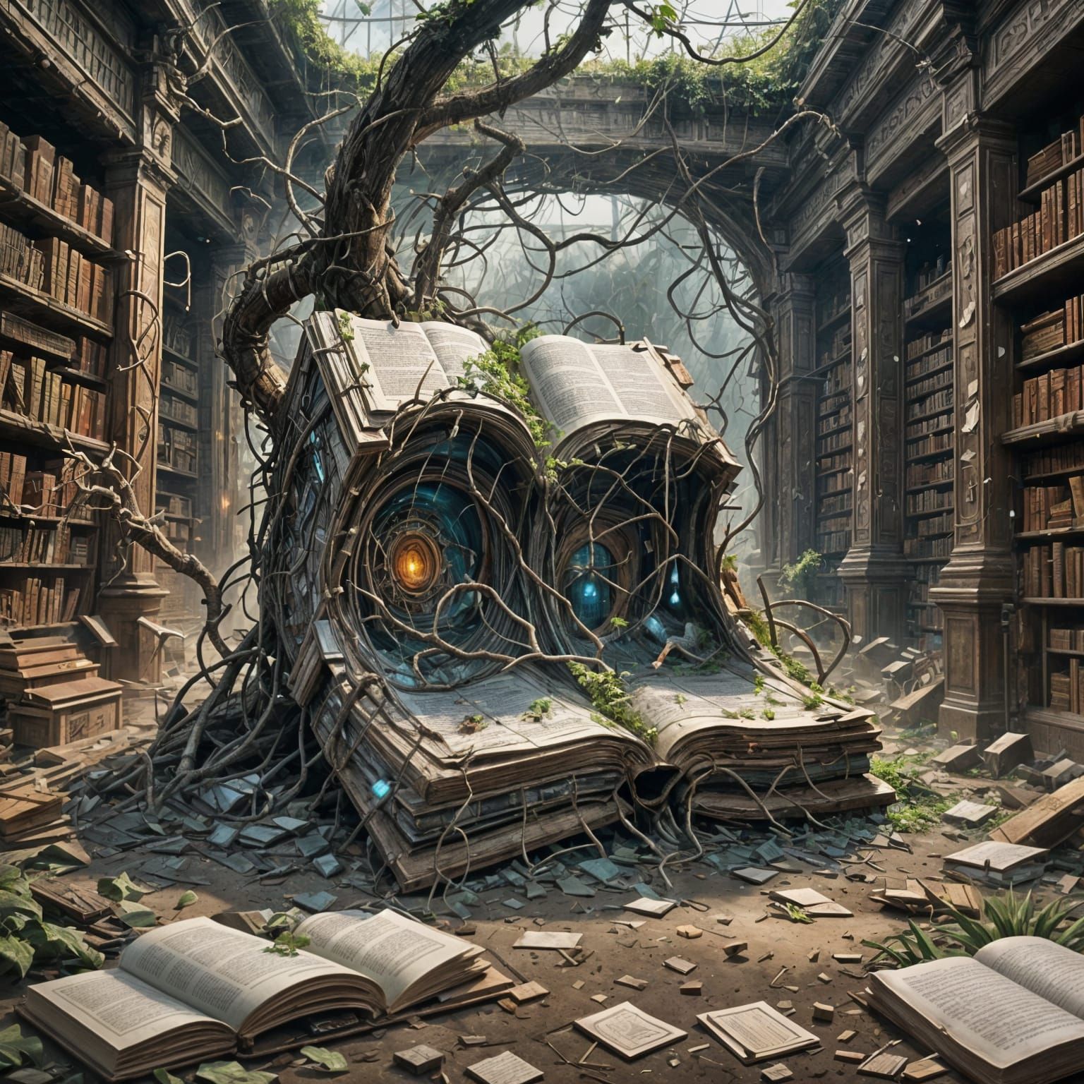 A dystopian storyboard of a world of banned books


