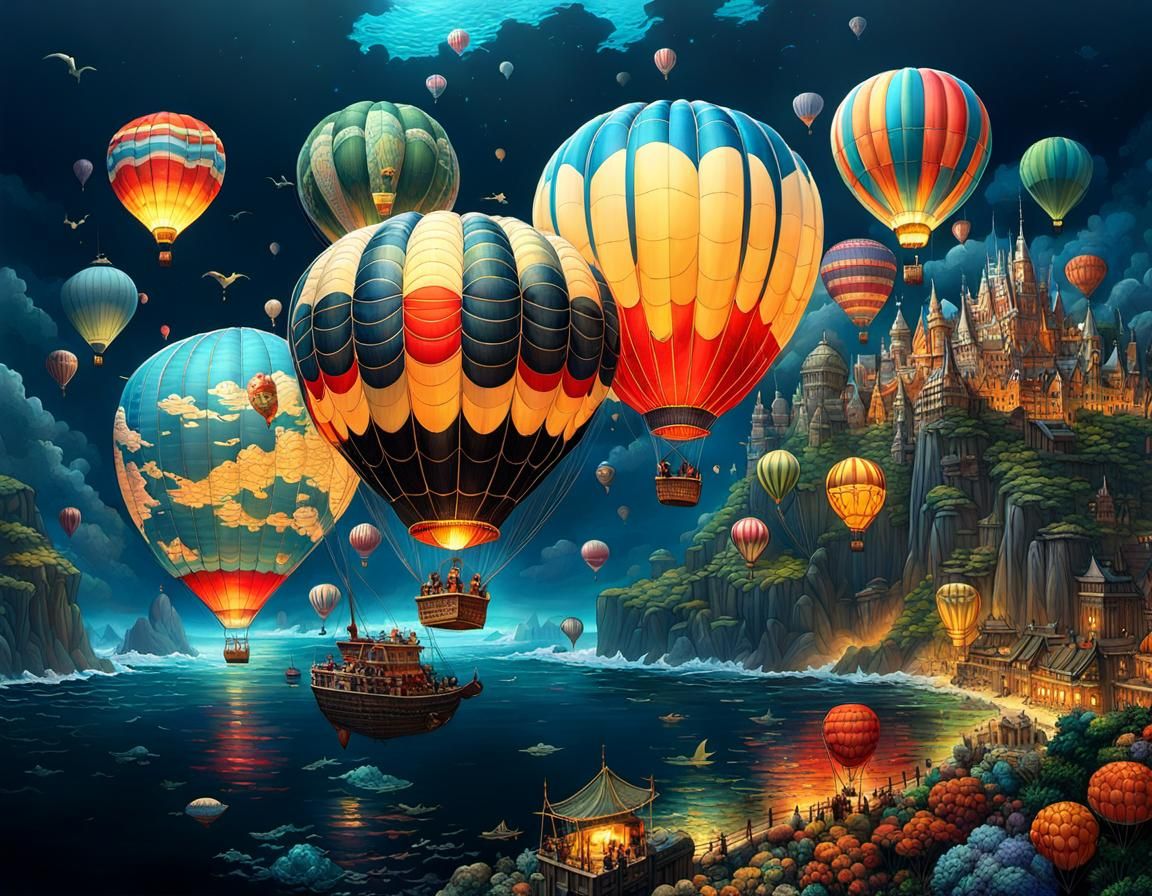 Hot Air Balloon Night Festival  by @Strigoi77