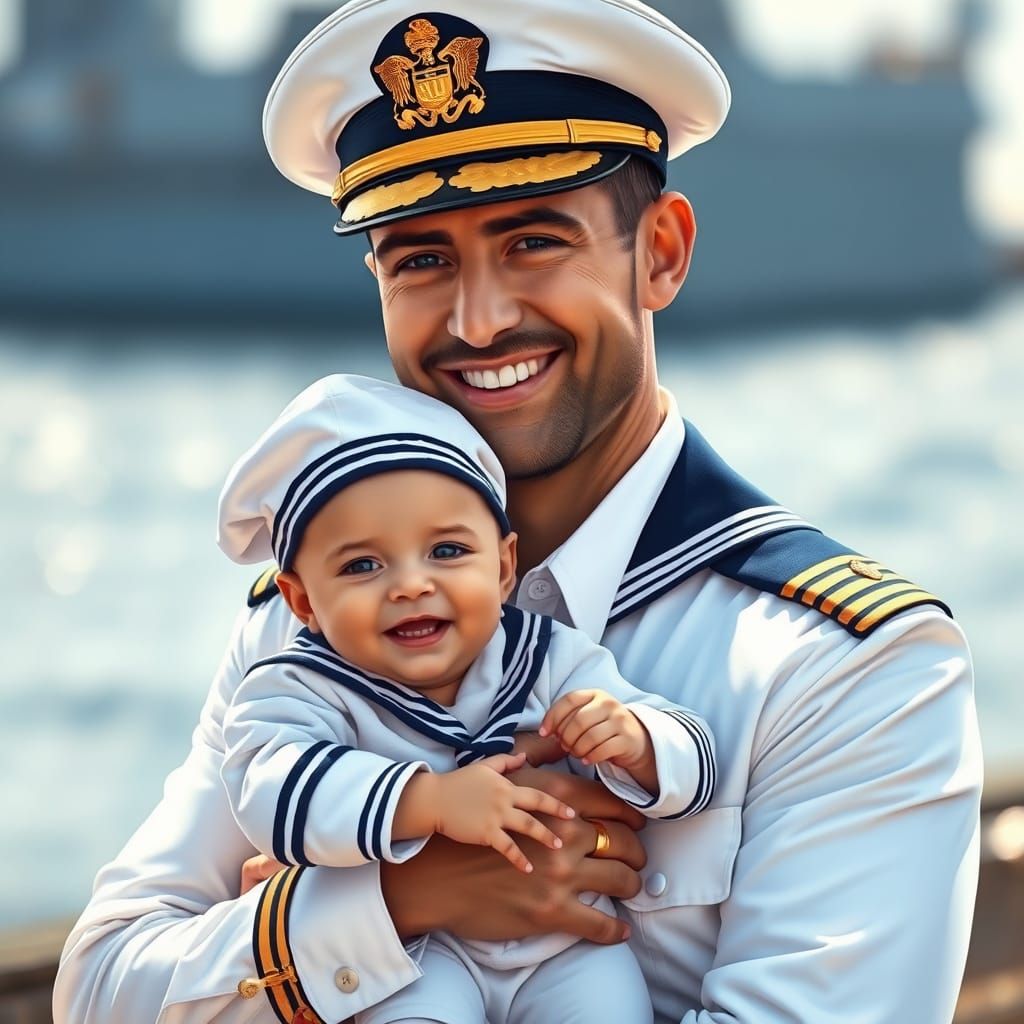 Heartwarming Navy Father and Son Portrait
