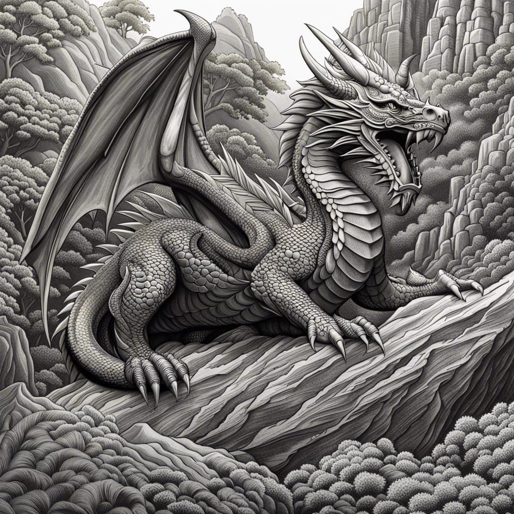 ,Dragon on rocky crag 2 - AI Generated Artwork - NightCafe Creator