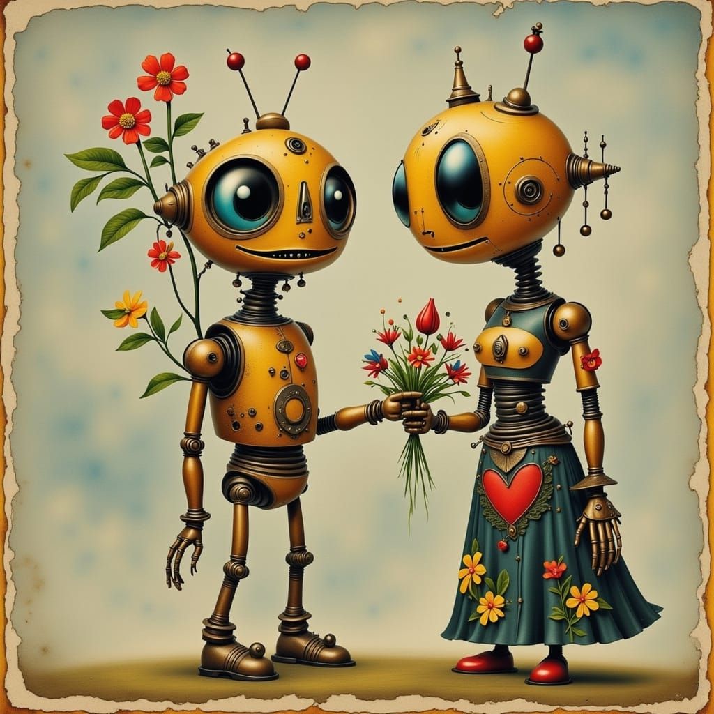 Vintage robot love