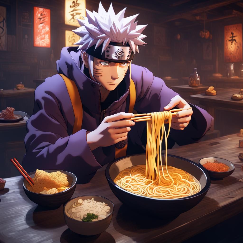 prompthunt: Naruto eating a bowl of Ramen after a long day of training,  digital art, 4k, anime wallpaper