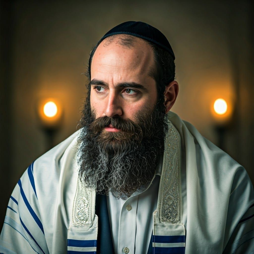 Orthodox Jewish Man in Contemplative Mood