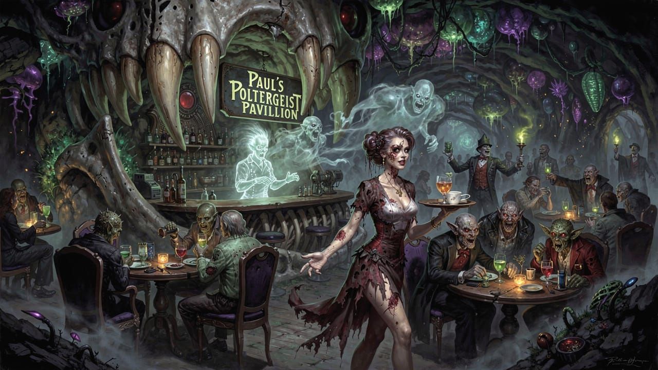 Greeted by the Zombie Hostess at Paul's Poltergeist Pavillion on a Saturday Night!