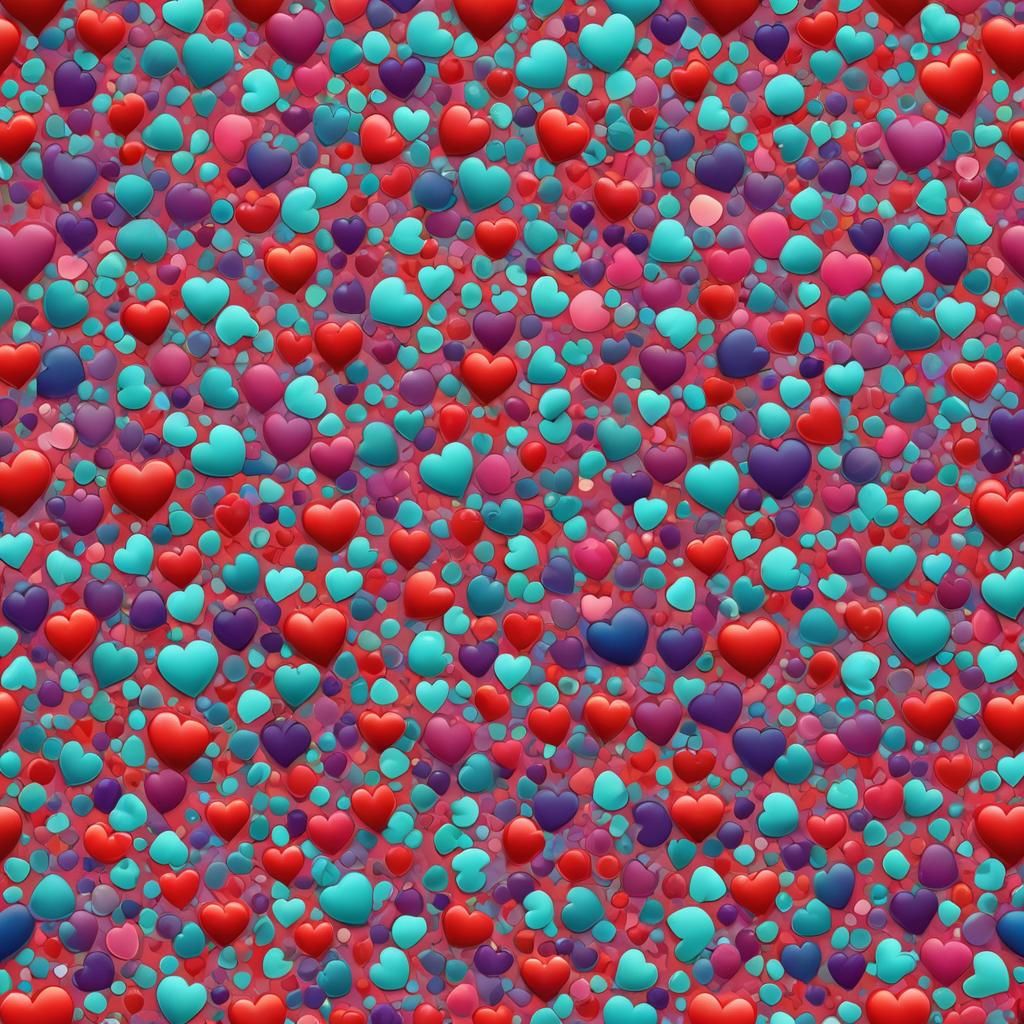 valentine background with hearts, red, violet, turquoise col...