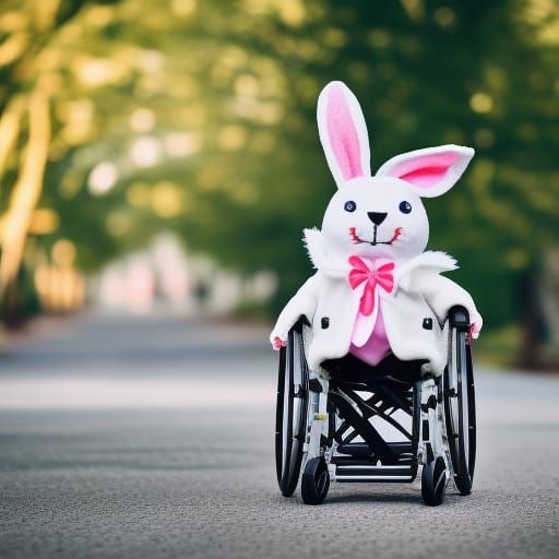 Easter Bunny in a wheelchair - AI Generated Artwork - NightCafe