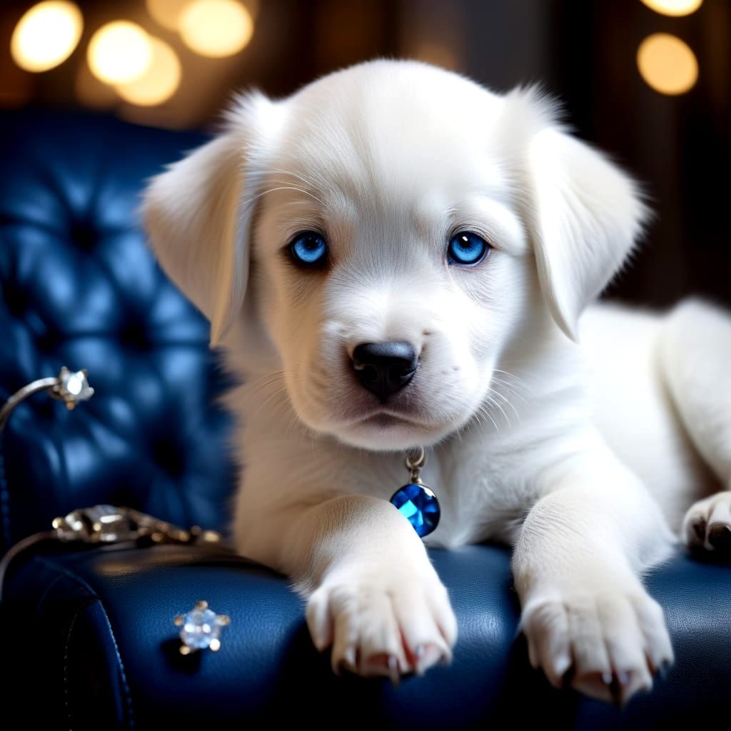 A majestic white puppy   by @Anthi