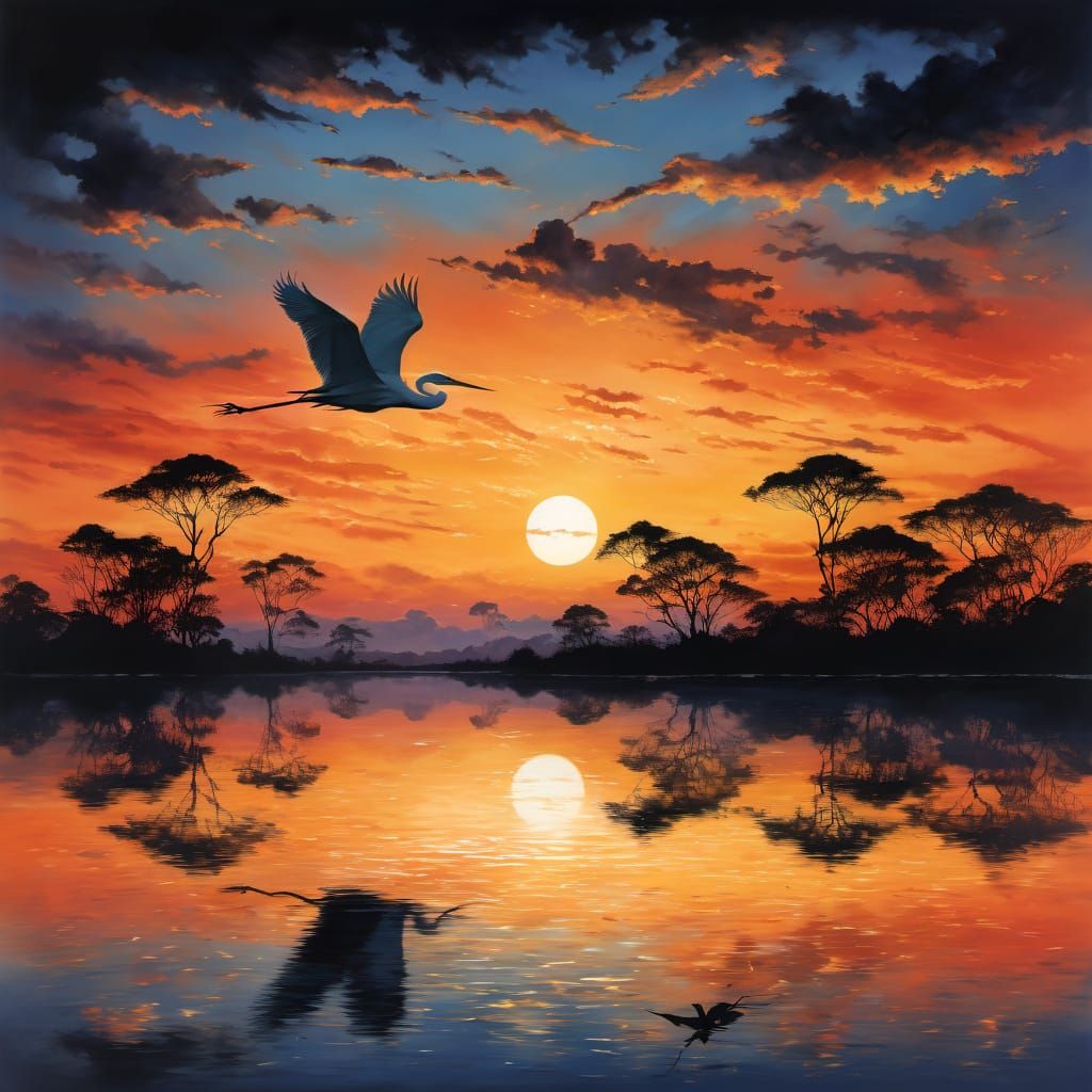 Heron at sunset   by @AquarianGirl