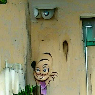 Creepy cartoon character