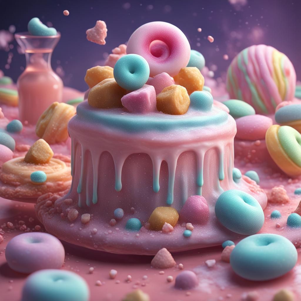 a sweet dream of various sweets in sugary pastels  by @Ila