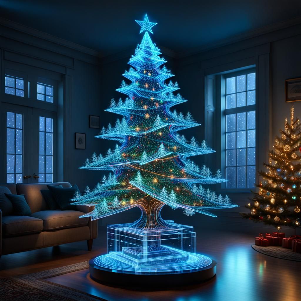 Holographic Christmas Tree AI Generated Artwork NightCafe Creator