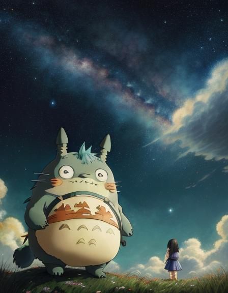 DreamShaper v8: Anime Style: Totoro Fan Art