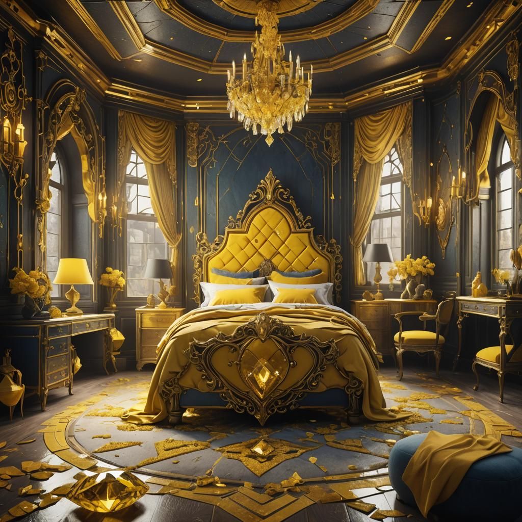 yellow diamond bedroom