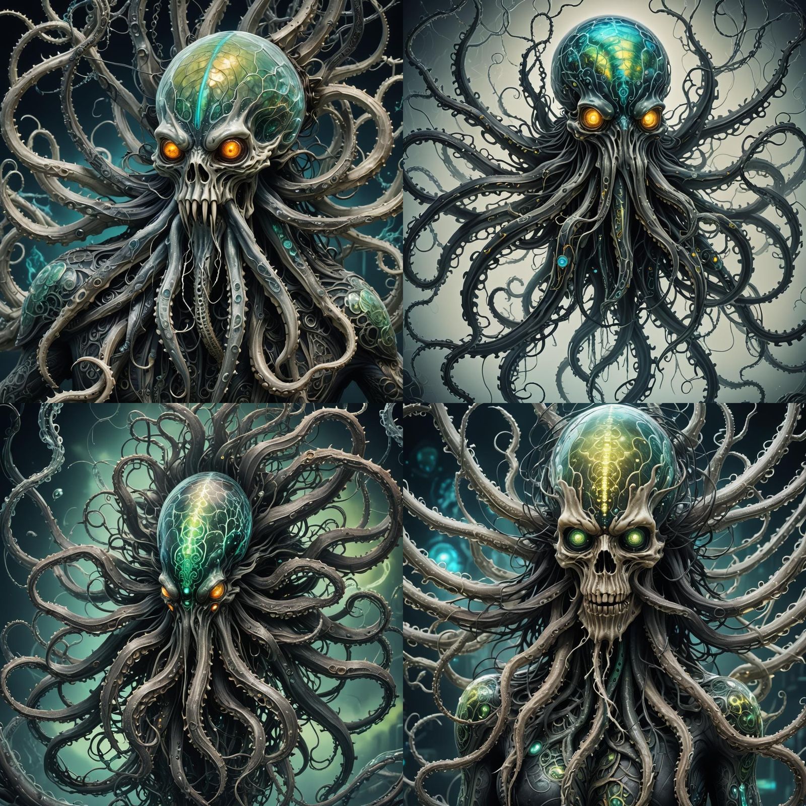 Kraken, ghostly skin, (ominous intricate detail:1.5), glowing accents ...