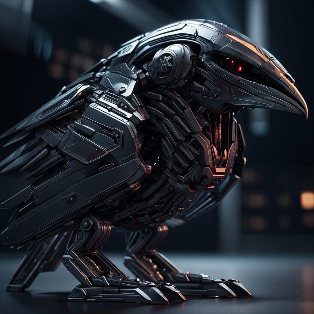 A Cylon in the shape of a raven  by @undefined