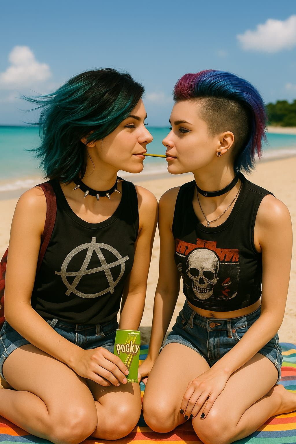 punk girls at Okinawa Beach - I'll POK-y you