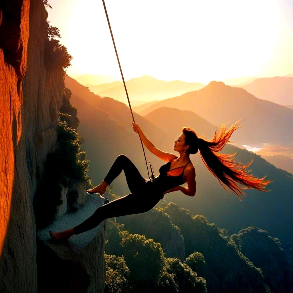 Ethereal Lady in Vibrant Surreal Landscape