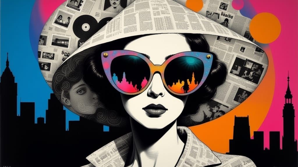 Iris Apfel, Reflections in your eye glasses, see the world in your eyes, Pablo Picasso Amadeo Modigliani, <lora:CorvidiconFlux:1.0> suede te...