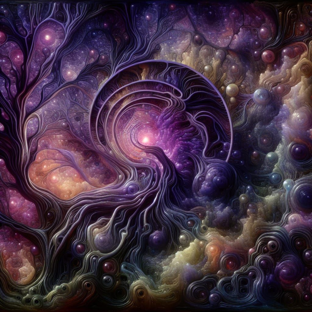 Radiant Amethyst Tendrils: A Grotesque Surreal Interpretatio...