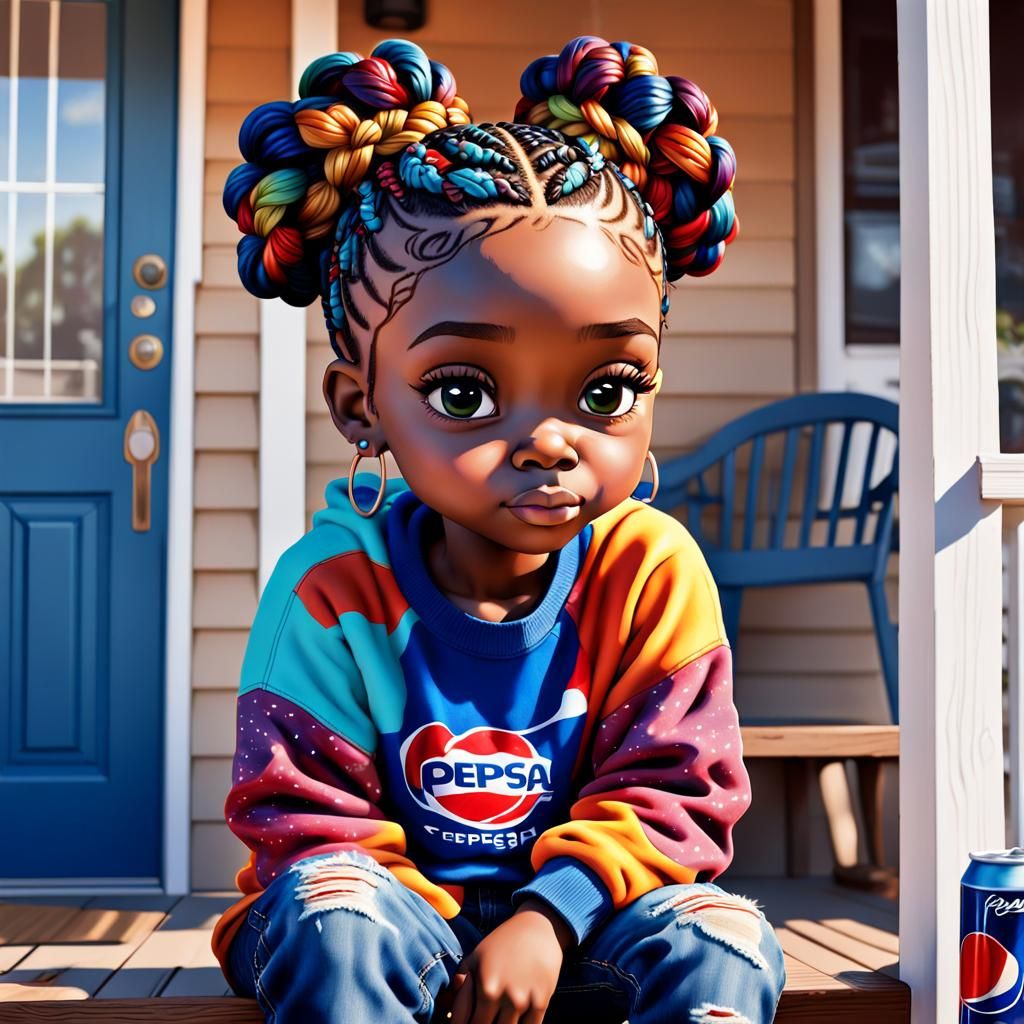 african american chibi woman. She has goddess braids pulled up in a messy bun. She is wearing a colorful ...  by @simplytracy63