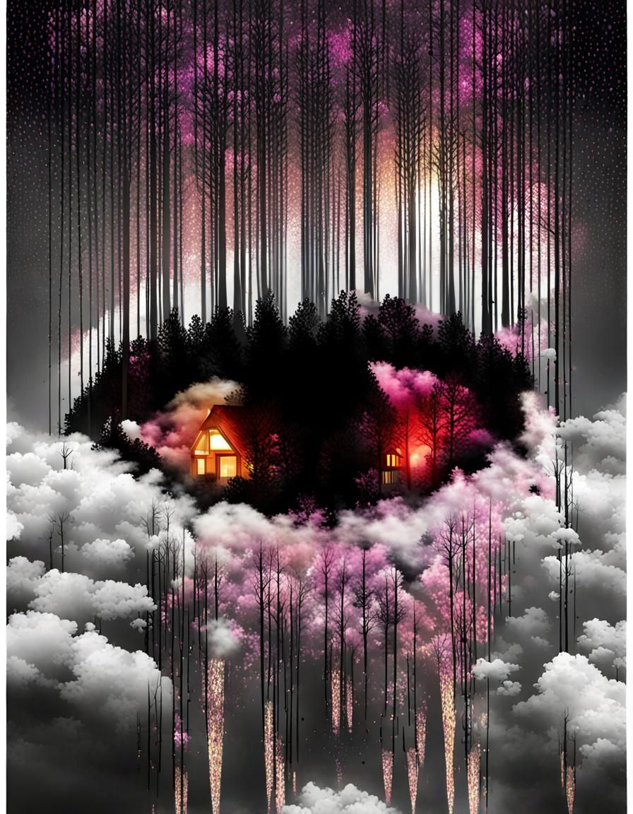 Dream of Smoke Shadow: Glitch Art Landscape