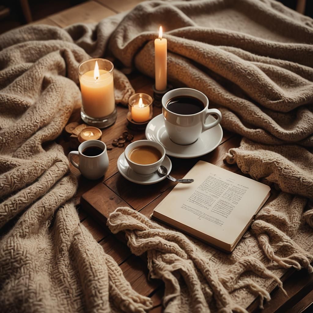 Cozy Morning Still Life with Coffee and Book