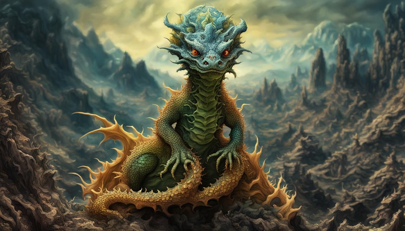 Apocalyptic Dragon Portrait with Toddler Head