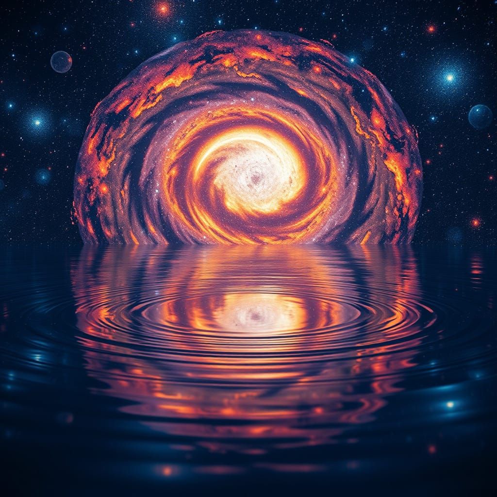 Cosmic Pond Reflects Vibrant Starry Universe in Dreamlike, H...