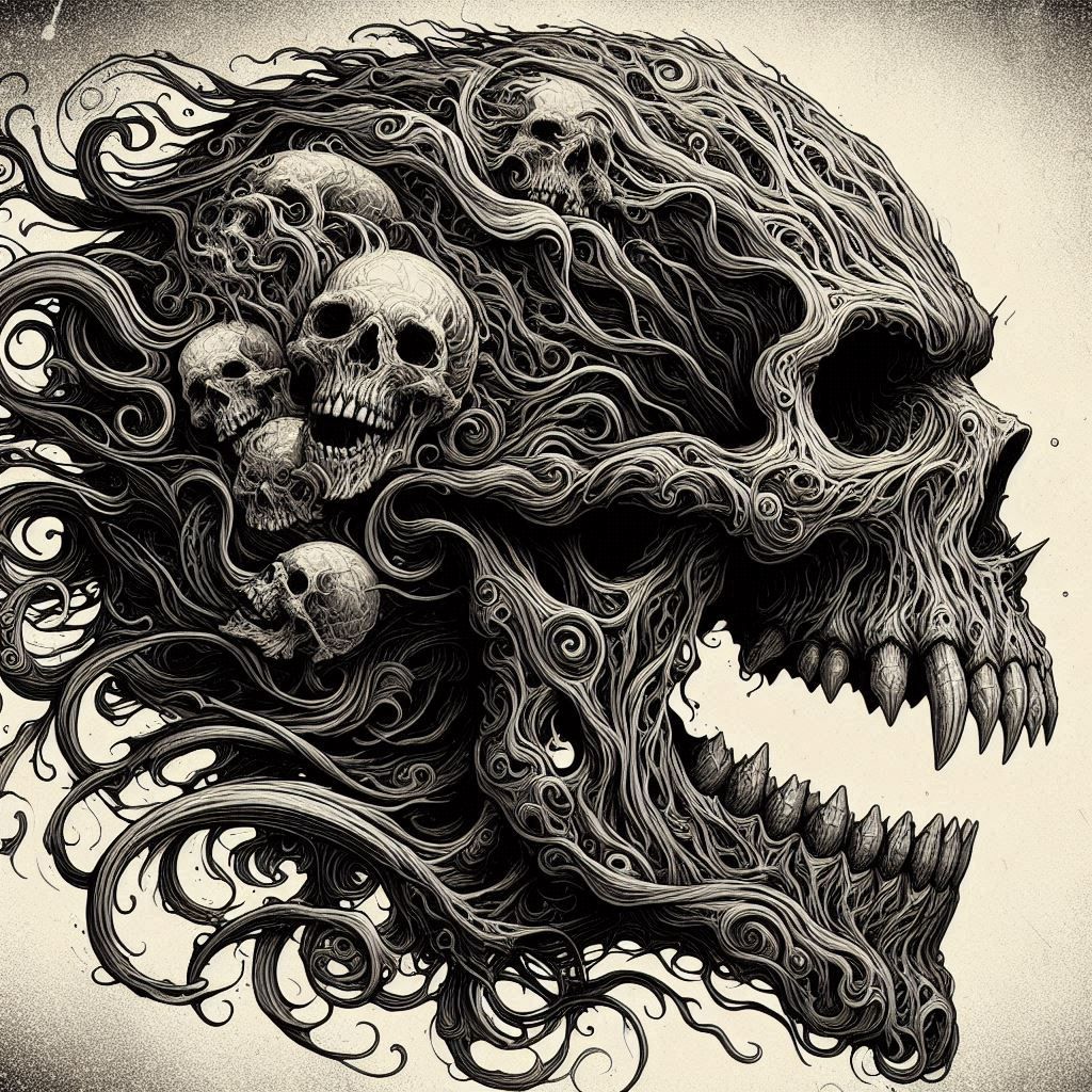 Smaller skulls, ornate