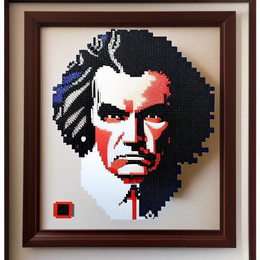 Ludwig Van Beethoven, pixel art portrait  by @Strigoi77