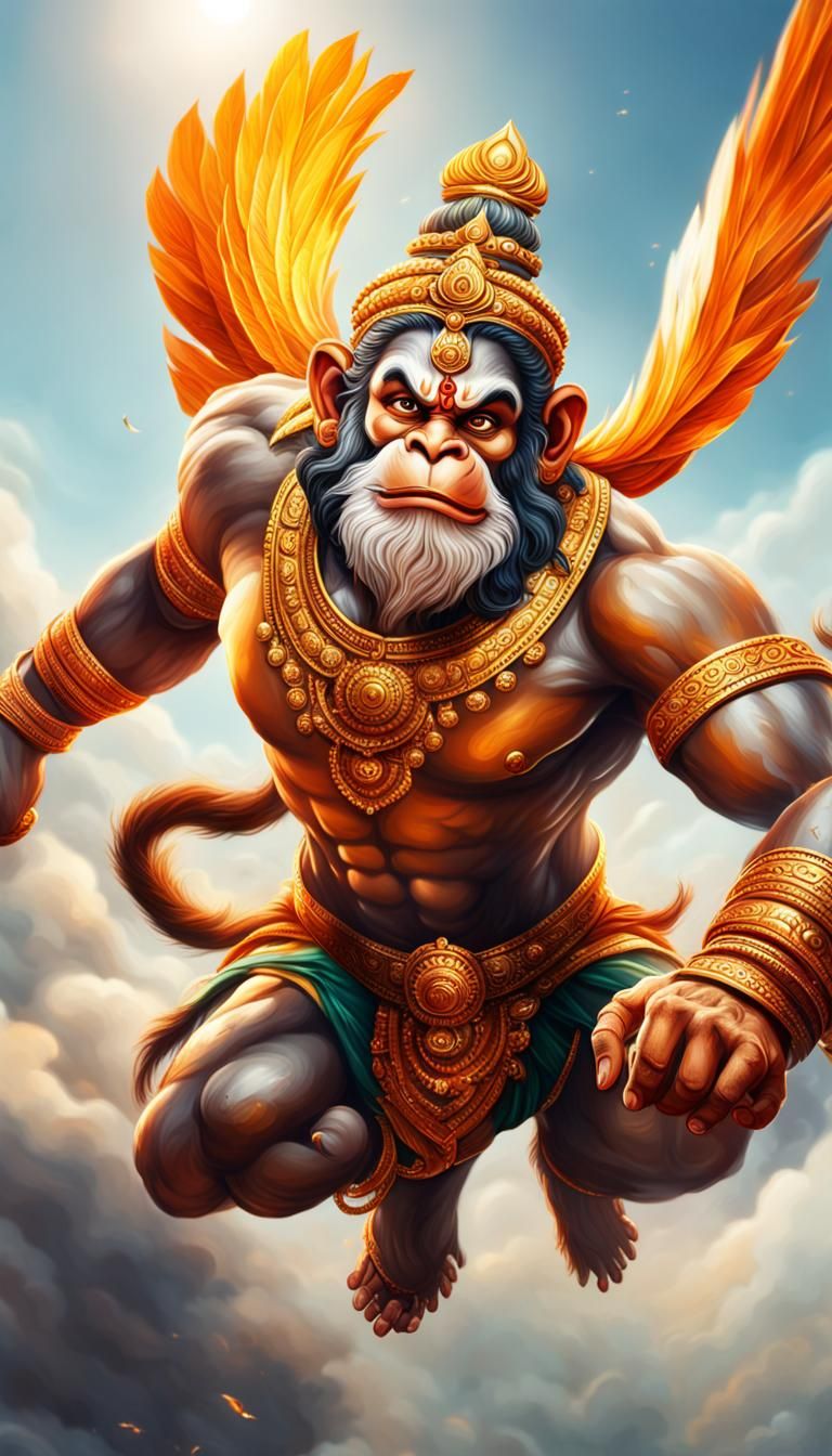 Skyward Soar | Jai Bajrangbali - AI Generated Artwork - NightCafe Creator