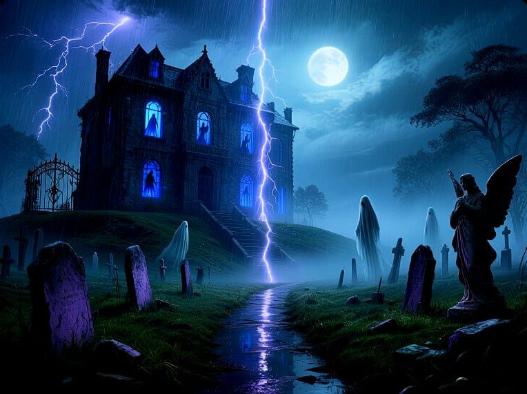 10/8/2025-Haunted Mansion and Grave Yard Art By Archangel Ta...