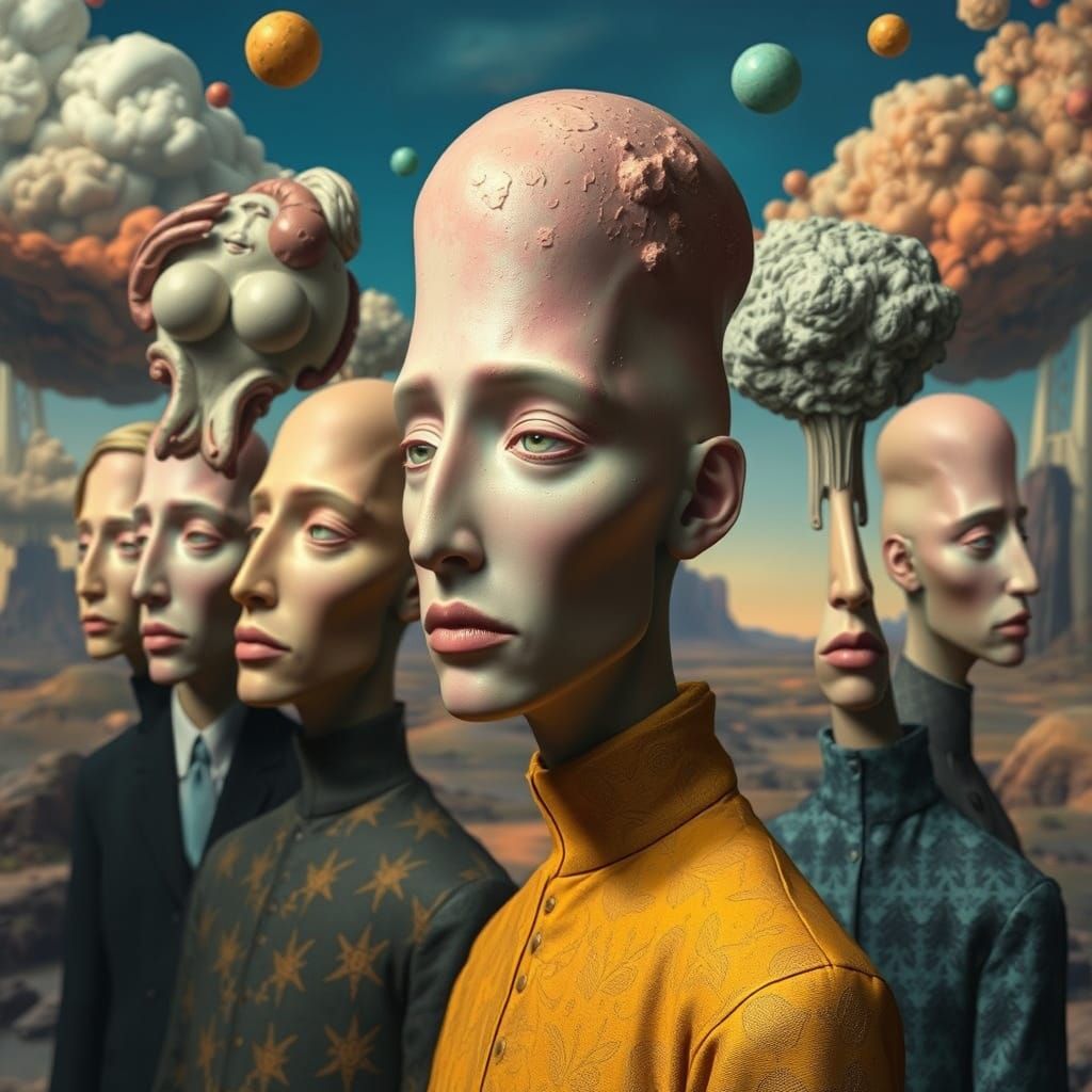 Funny surreal figures with surreal heads 