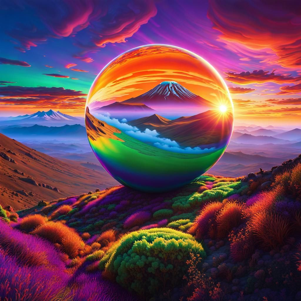 Psychedelic Orb Inside Kilimanjaro: Pop Art Sunrise