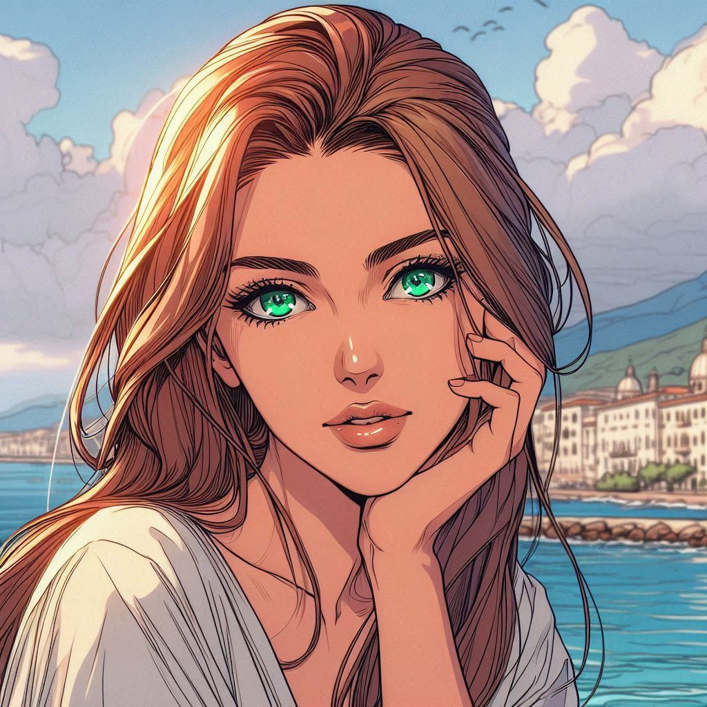 Intense greens against blues