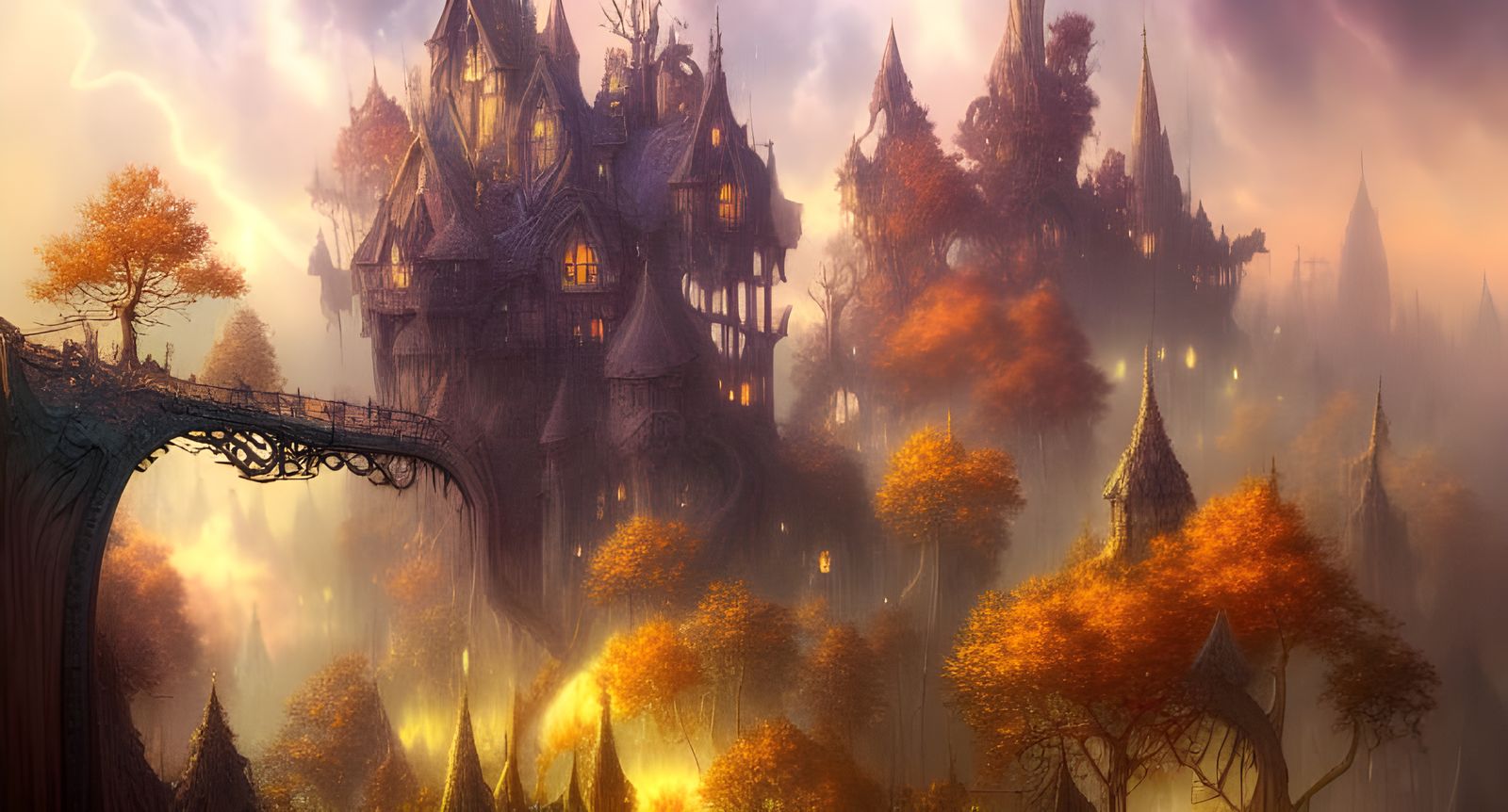Gothic Castle in Autumn undefined