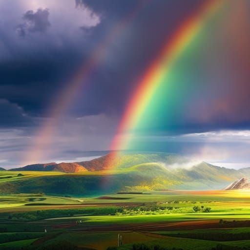 Double Rainbow Over the Plains - AI Generated Artwork - NightCafe Creator