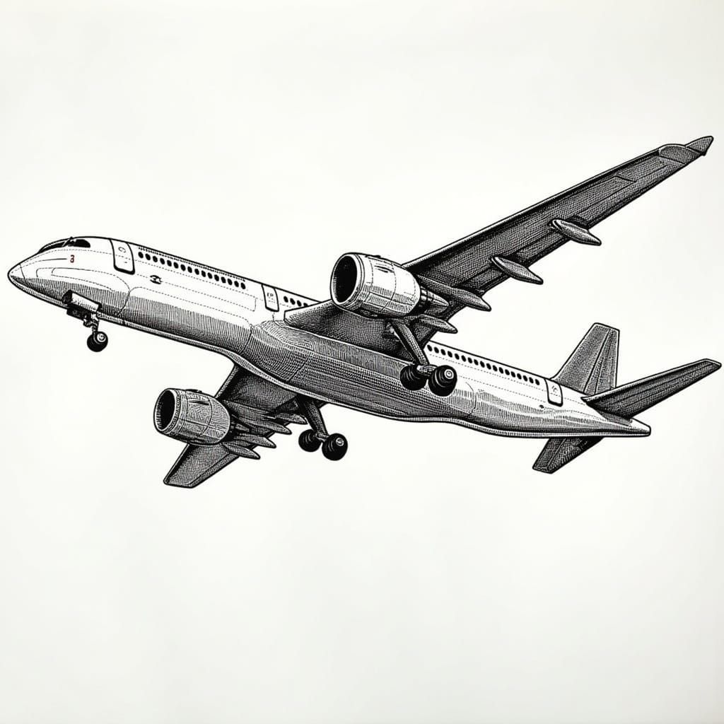 airplane close up  cross hatch etched pen and ink line drawing <lora:Cross Hatch:1.0> 