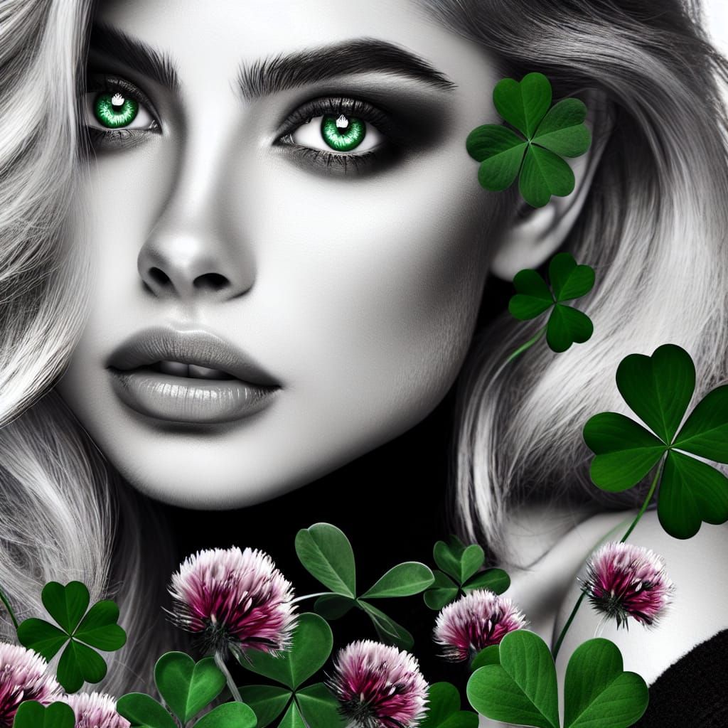 A black and white image of a beautiful  blonde woman with vi...