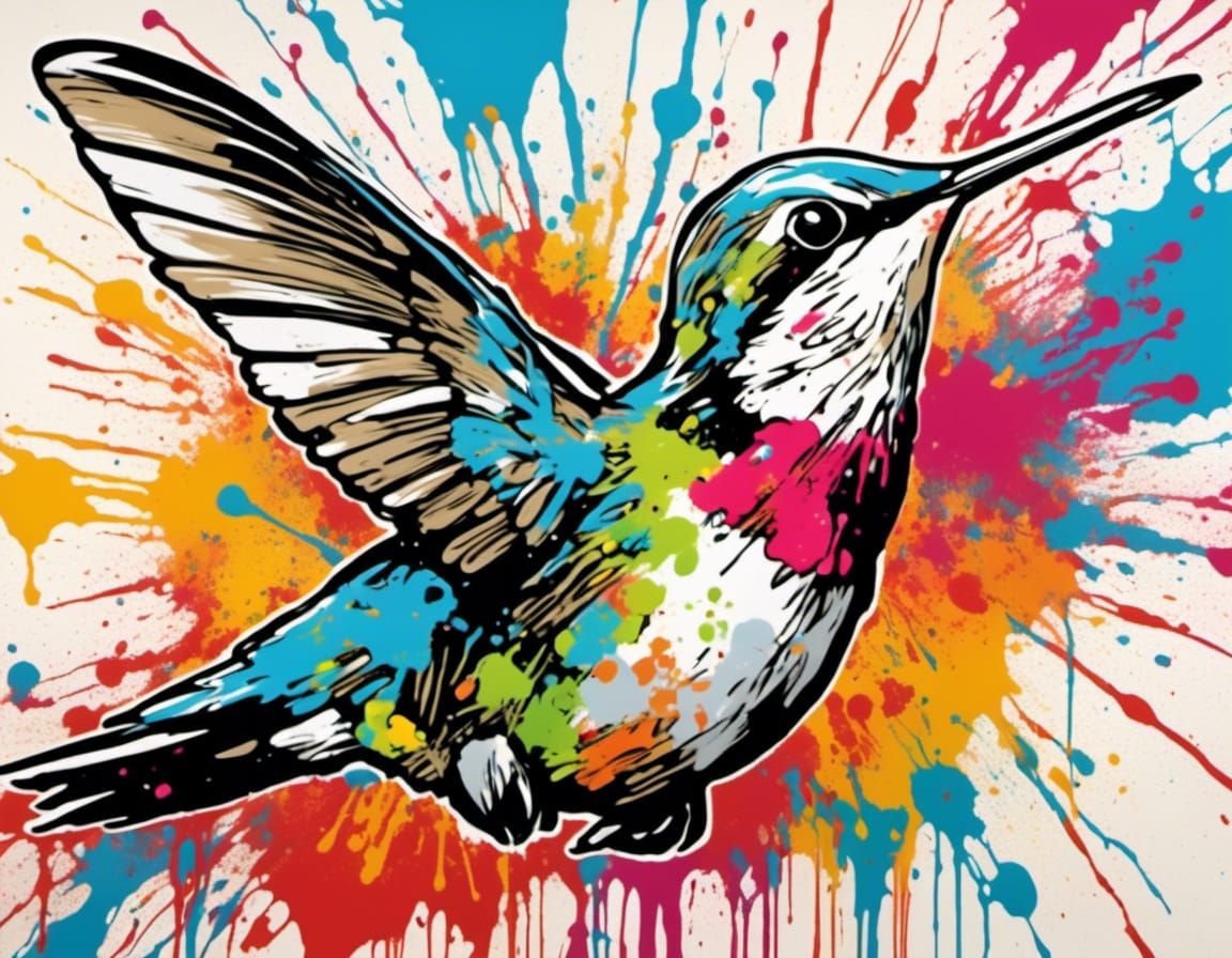 <lora:Splatter Graffiti:1.0> Incredible hummingbird