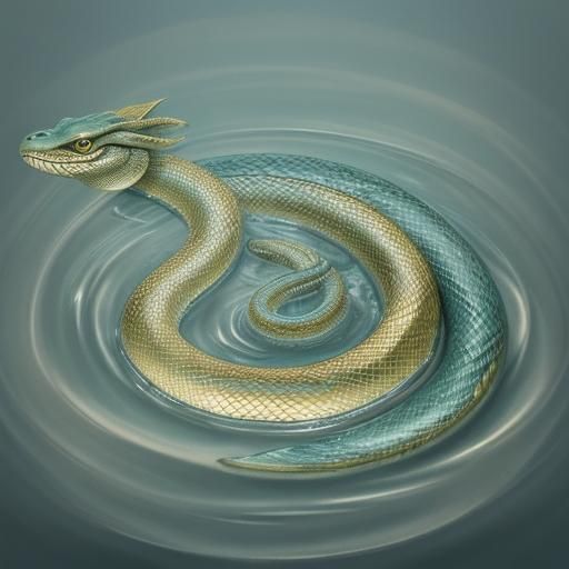 Ethereal Snake Spirit Rising: Chinese Watercolor Painting