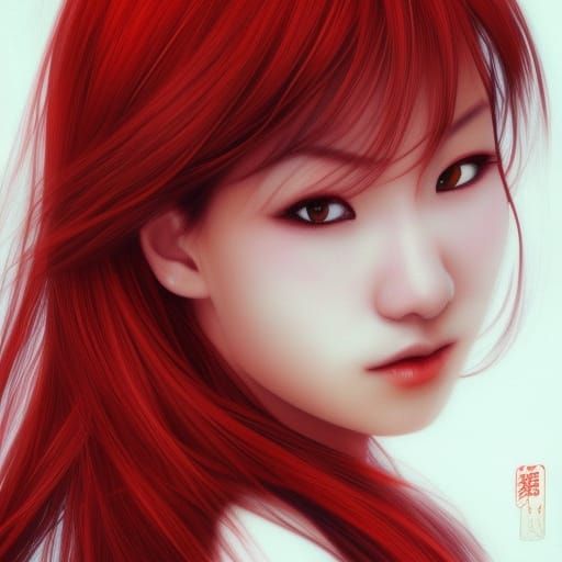 Beautiful Japanese woman with red Hair
