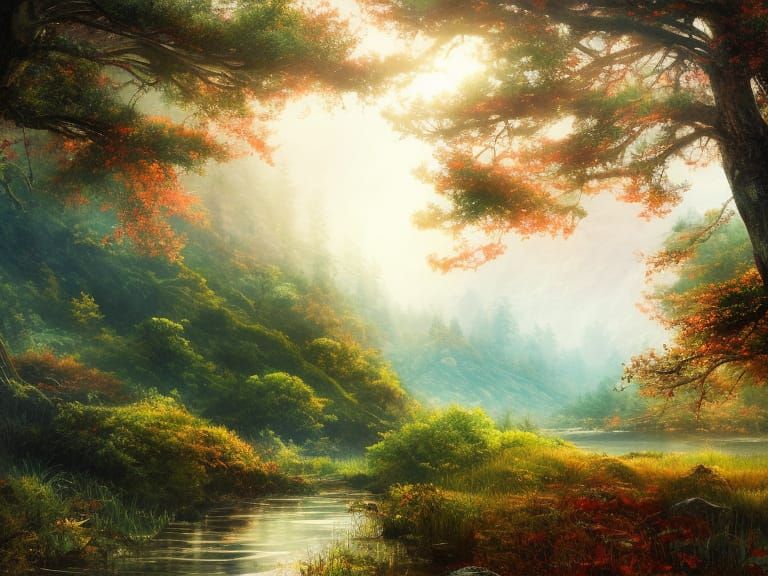 Detailed Forestscape in Anime Illustration Style