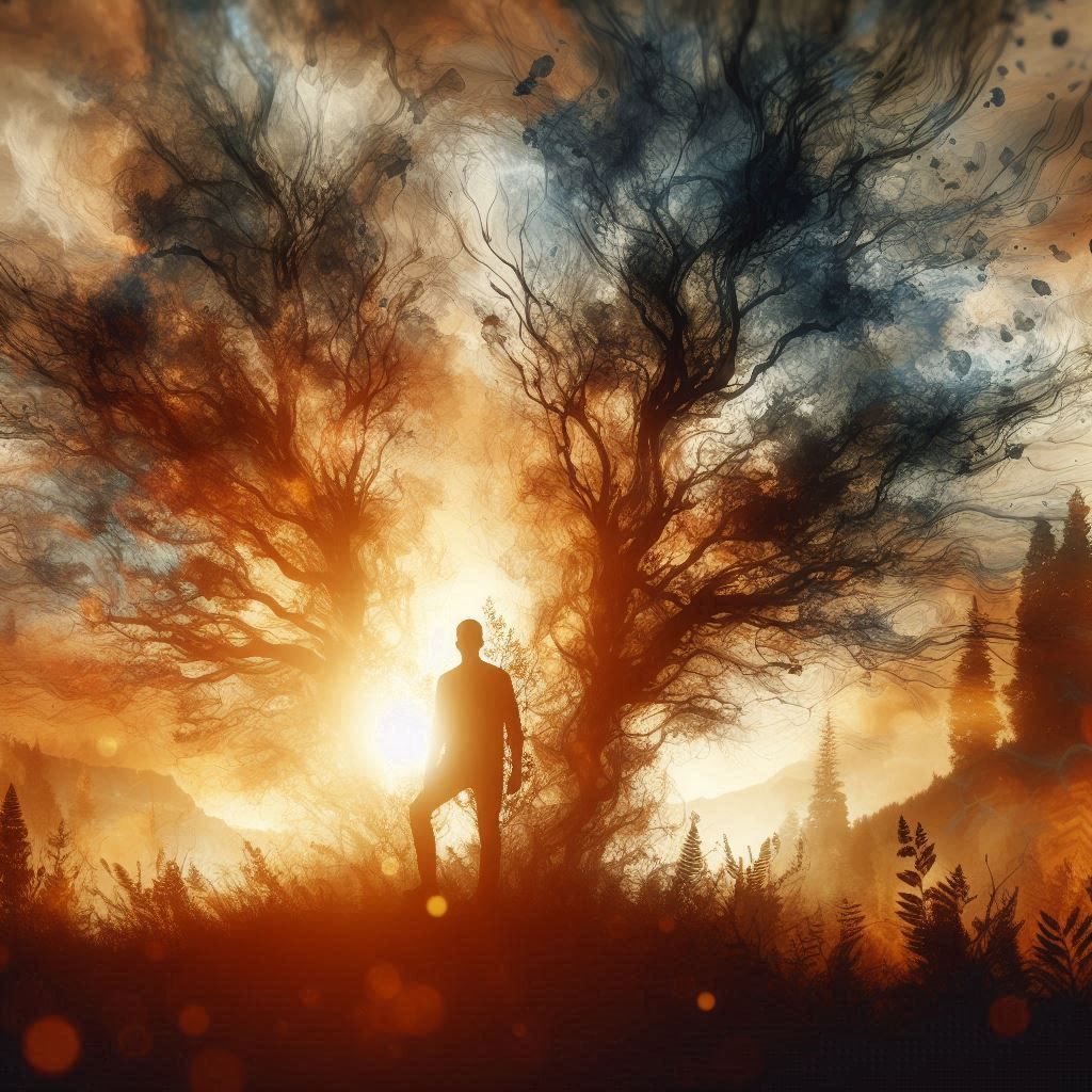 double exposure beautiful fantasy portrait landscape..