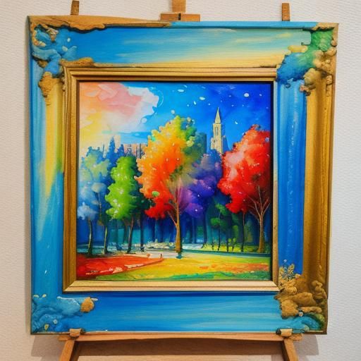 House and Grass in Gouache Watercolor Style